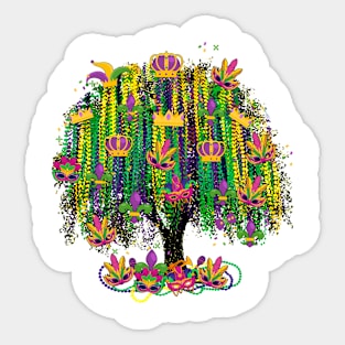 Watercolor Mardi Gras Bead Tree Sticker